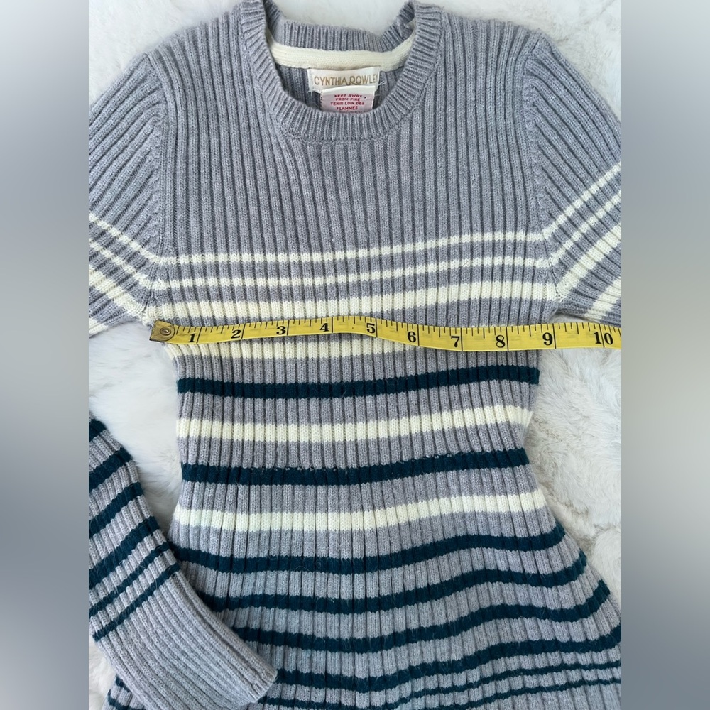 Girls Sweater Dress & Knee Socks Set Gray Striped Size 7/8 Cozy Outfit - Picture 3 of 10